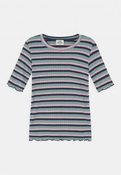 Mads Nørgaard STRIPE TUVIANA UNISEX - T-Shirt Print - Aqua/pink/navy
