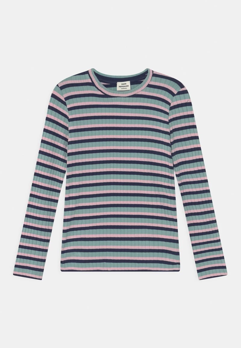 Mads Nørgaard STRIPE TALIKA UNISEX - Langarmshirt - Aqua/pink/navy 3 Mads Nørgaard STRIPE TALIKA UNISEX - Langarmshirt - Aqua/pink/navy