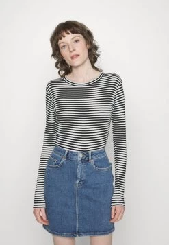 Mads Nørgaard - Damen STRIPE TUBA - Langarmshirt - Black/white