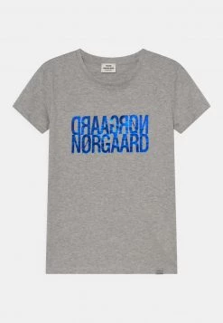Mads Nørgaard SINGLE ORGANIC TUVINA TEE - T-Shirt Print - Light Grey Melange - Kinder