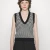 Mads Nørgaard NILO VENICE VEST - Strickpullover - Black/white - Damen