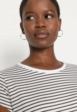 Mads Nørgaard FAVORITE STRIPE TEASY TEE - T-Shirt Print - White/forest Night - Damen -Mads Nørgaard Verkäufe 2022 4378bb3bc537439eb0406bb60a80064c