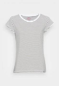 Mads Nørgaard FAVORITE STRIPE TEASY TEE - T-Shirt Print - White/forest Night - Damen -Mads Nørgaard Verkäufe 2022 47767325dd574804876c3e6db2391092