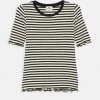 Mads Nørgaard - Kinder STRIPE MIX TUVIANA - T-Shirt Print - Off White/black