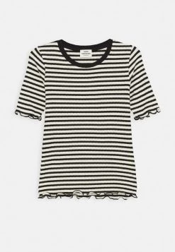 Mads Nørgaard - Kinder STRIPE MIX TUVIANA - T-Shirt Print - Off White/black