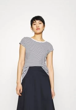 Mads Nørgaard - Damen FAVORITE STRIPE TEASY TEE - T-Shirt Print - White/black