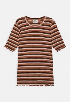 Mads Nørgaard STRIPE TUVIANA TEE - T-Shirt Print - Brown - Kinder