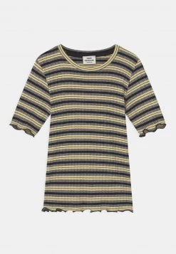 Mads Nørgaard STRIPE TUVIANA UNISEX - T-Shirt Print - Black/pale Banana/white