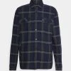 Mads Nørgaard - Herren BOUCLE CHECK STEN SHIRT - Hemd - Navy
