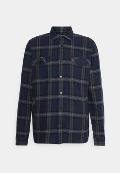 Mads Nørgaard - Herren BOUCLE CHECK STEN SHIRT - Hemd - Navy